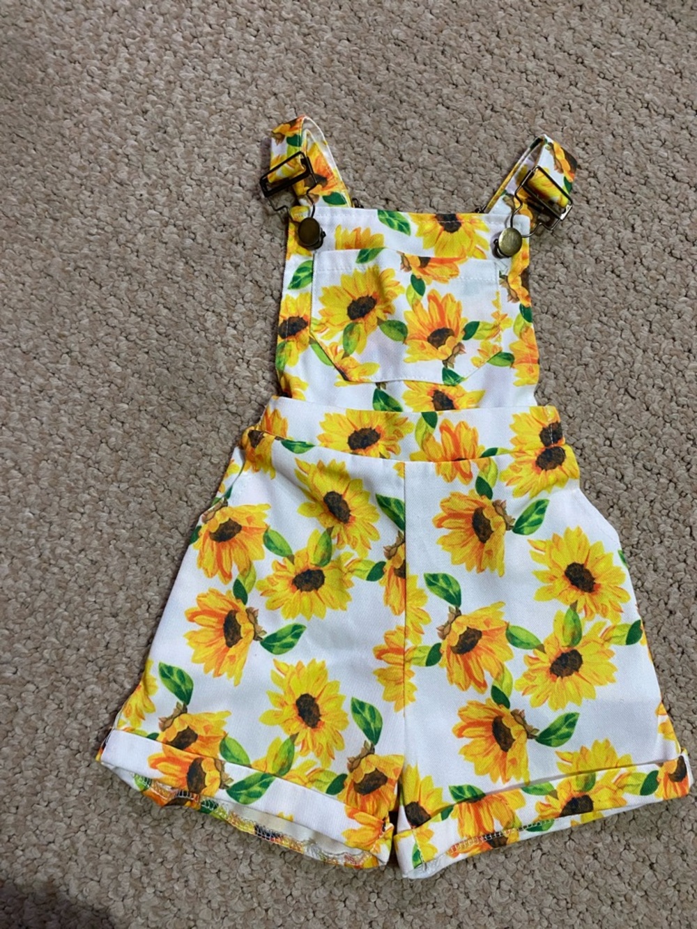 Size 18 mo - 24 mo Girls Sunflower Print Shorts Overalls